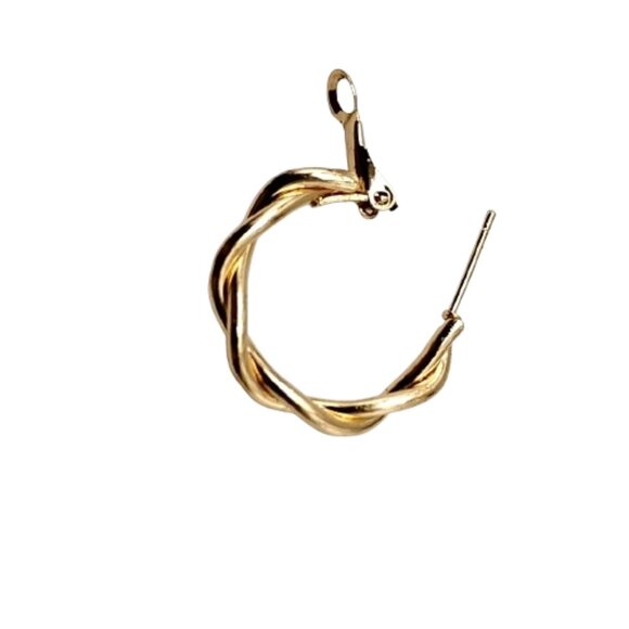 Gold-tone Twisted Hoop Earrings - Picture 11 of 13